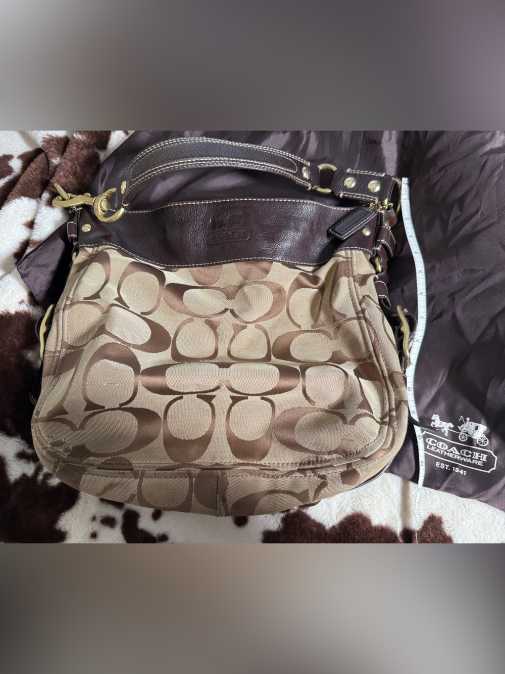 Tan and brown signature vintage coach bag - Picture 3 of 12